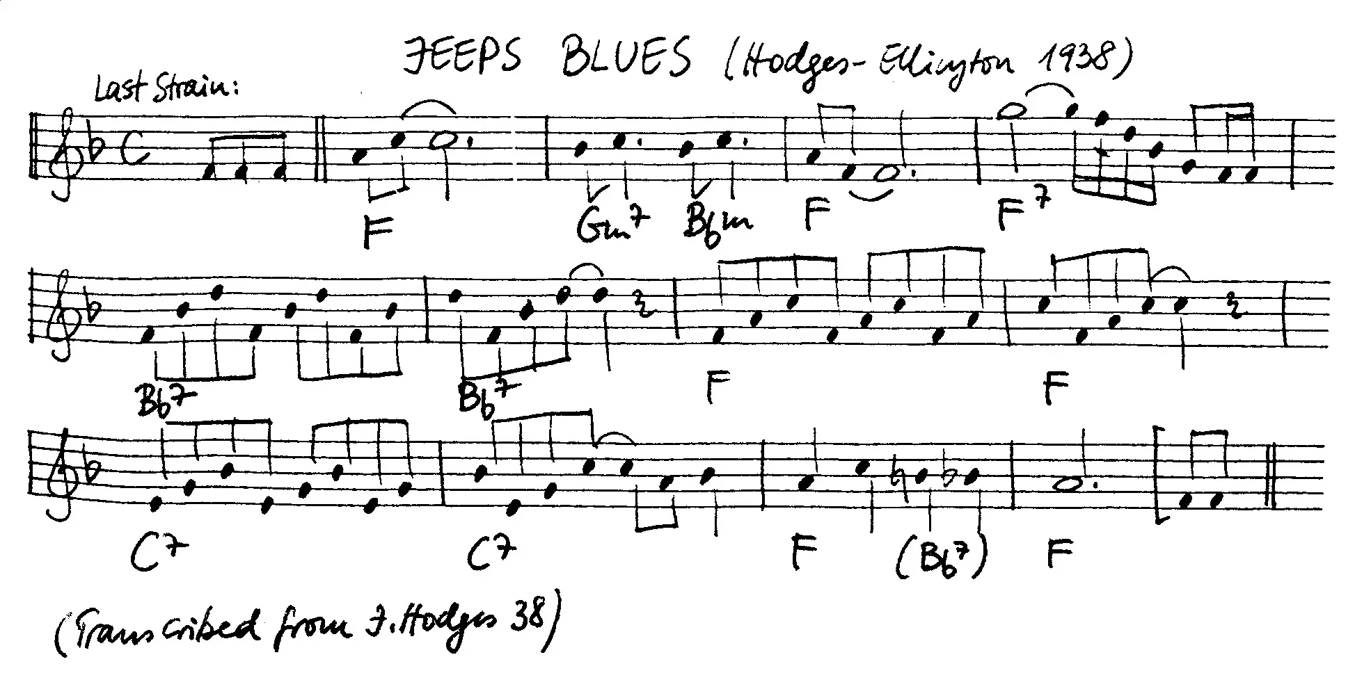jeeps blues free jazz leadsheet - Courtesy of the Jungle Jazz Band
